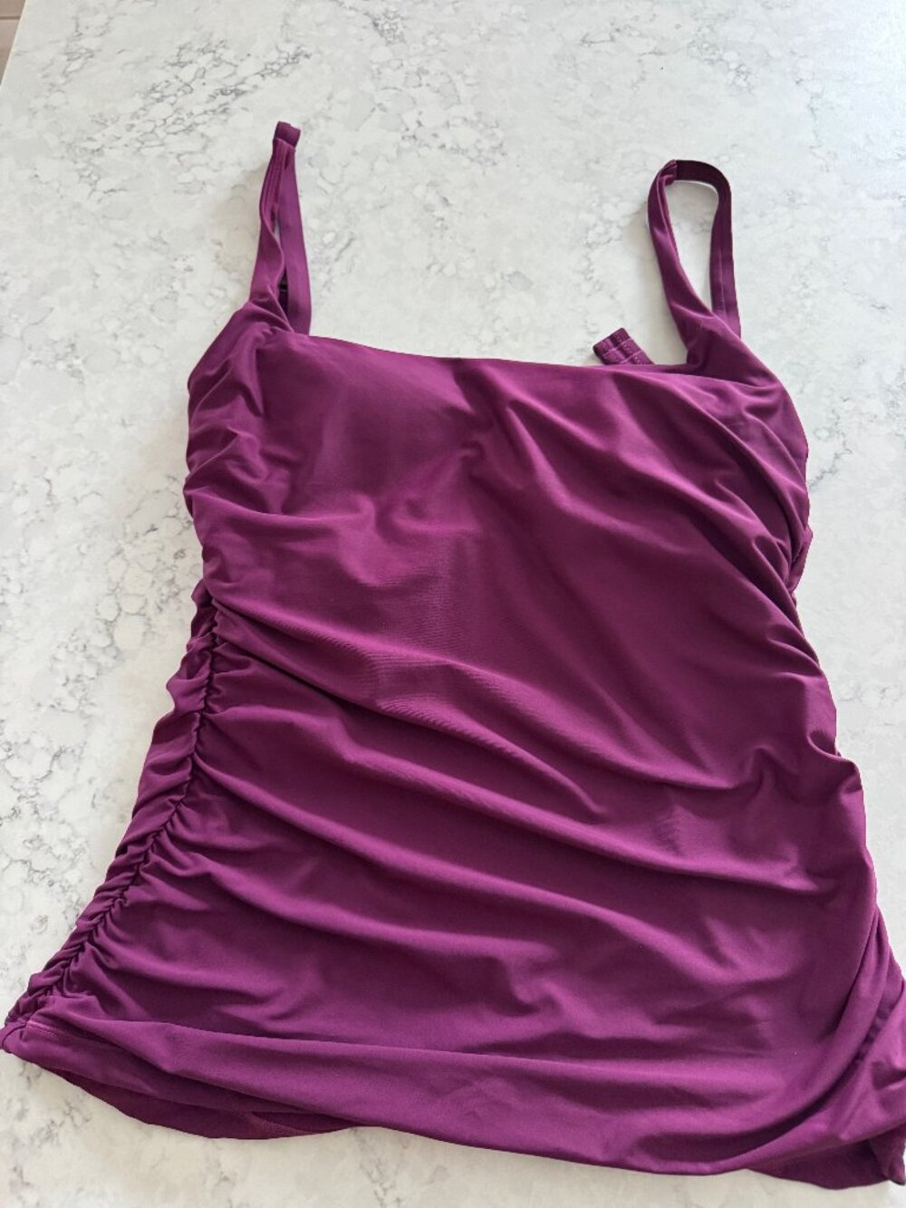 Athleta Bra Sized Tankini 38D/DD Plum Purple Underwire Swim Top Supportive